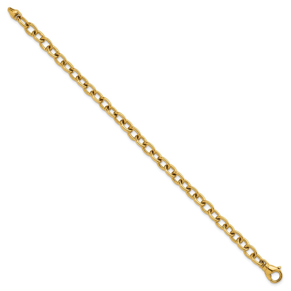 14K Yellow Gold Polished Solid 6.5mm Oval Link Chain Bracelet 7.5 Inch