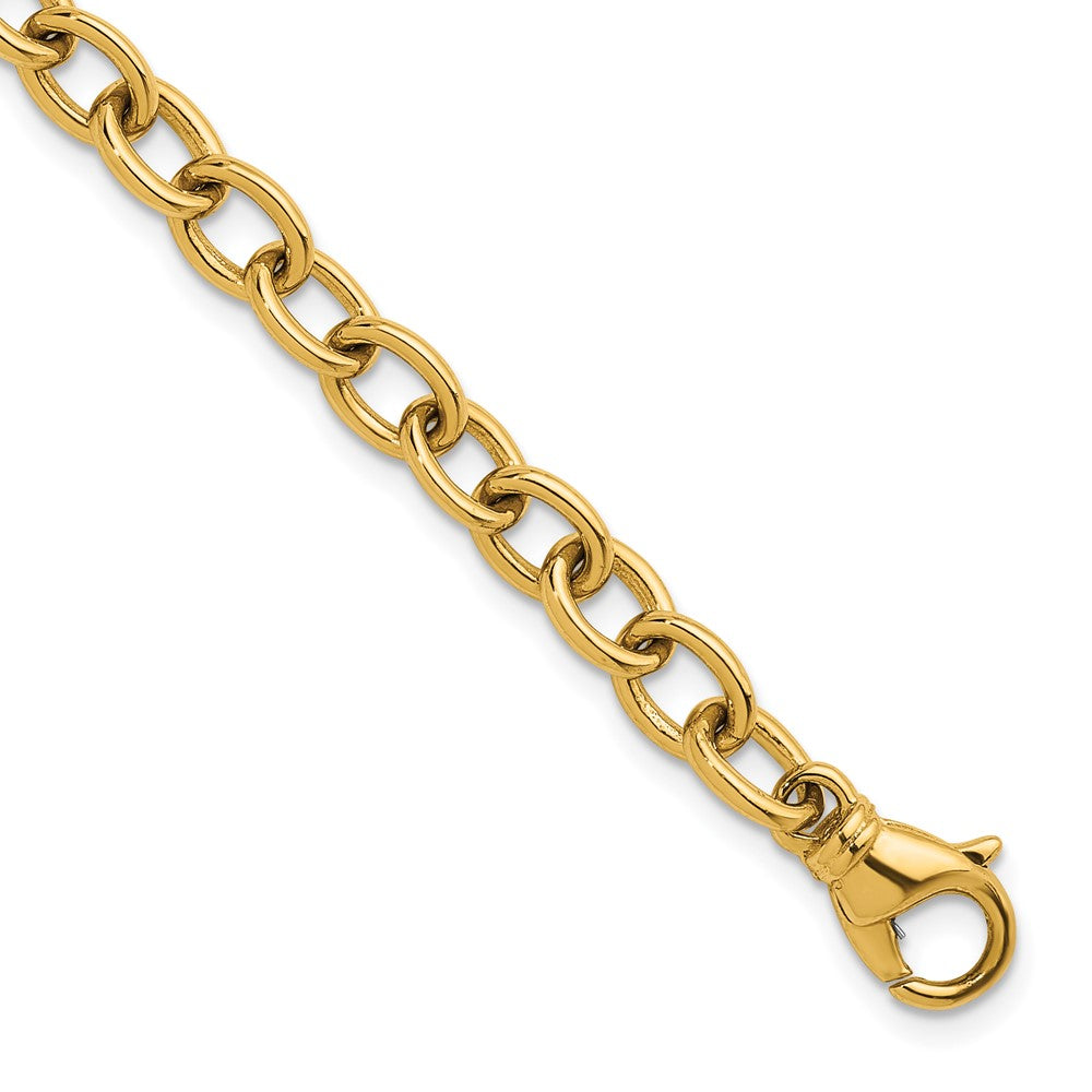 14K Yellow Gold Polished Solid 6.5mm Oval Link Chain Bracelet 7.5 Inch