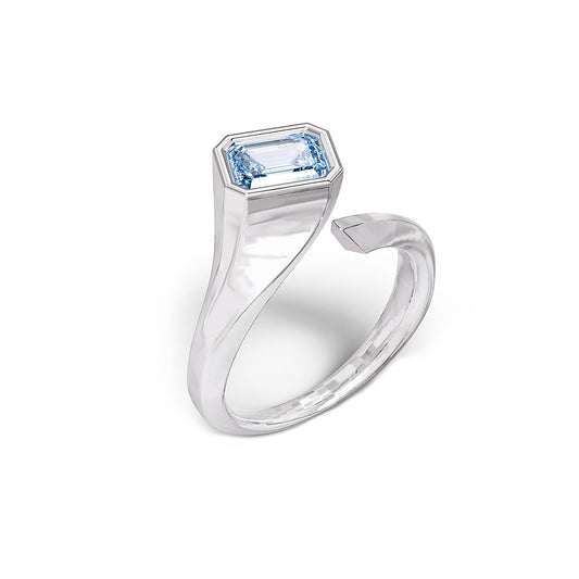 1 Carat Lab Grown Blue Topaz Solitaire Ring