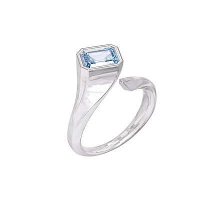 1 Carat Lab Grown Blue Topaz Solitaire Ring