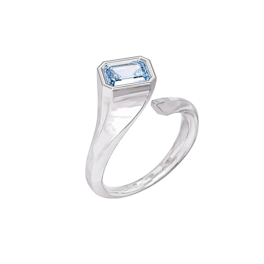 1 Carat Lab Grown Blue Topaz Solitaire Ring