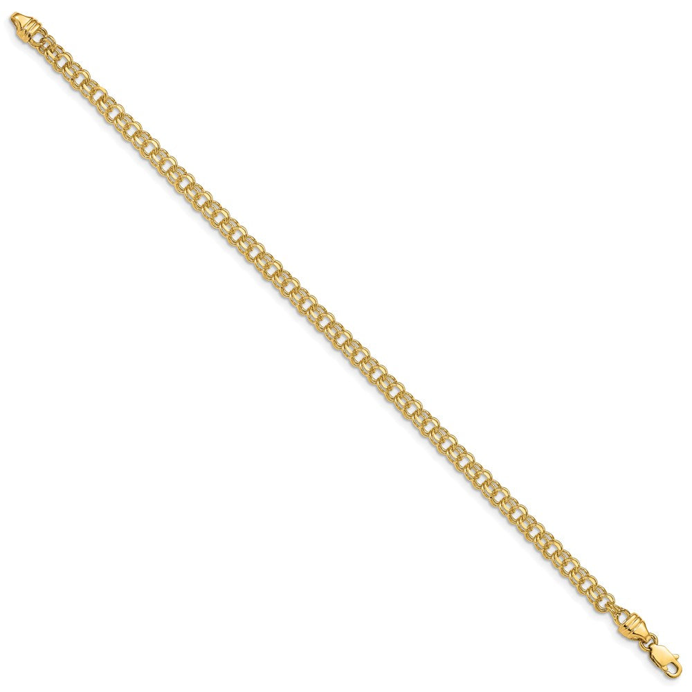 14k Yellow Gold 3.75mm Diamond-cut Solid Heavy Double Link Bracelet 8 inch