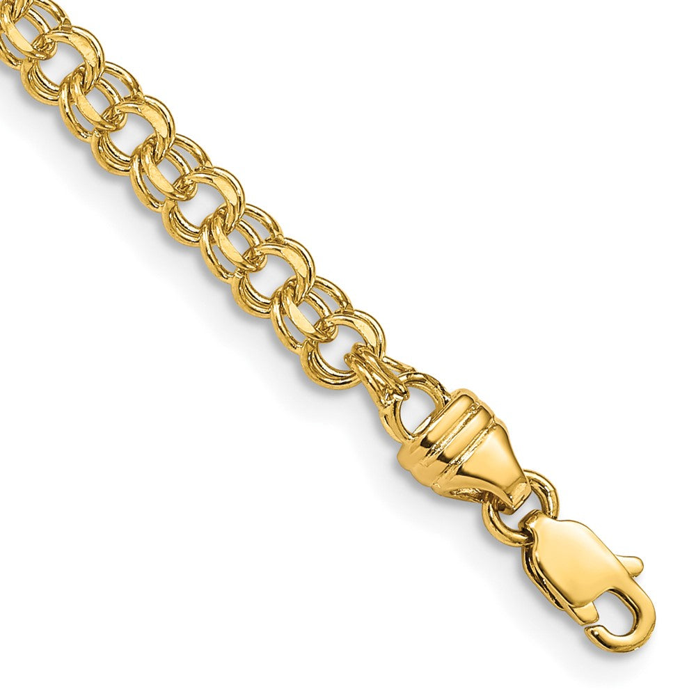 14k Yellow Gold 3.75mm Diamond-cut Solid Heavy Double Link Bracelet 8 inch
