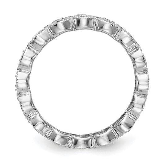 3 Row 1/2 Ct Round Cut Diamond Eternity Band Ring 14k White Gold