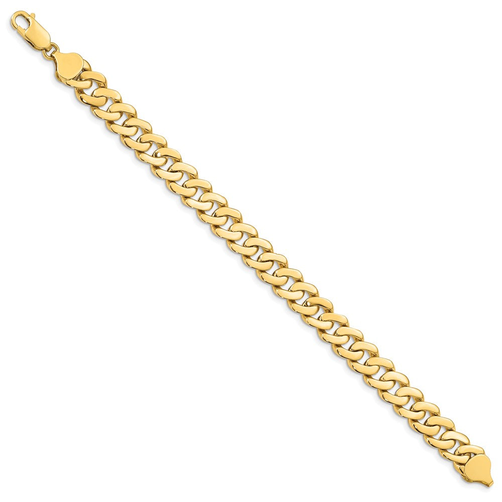 14k Yellow Gold 8.5mm Solid Hand-Polished Fancy Curb Link Bracelet 7 inch