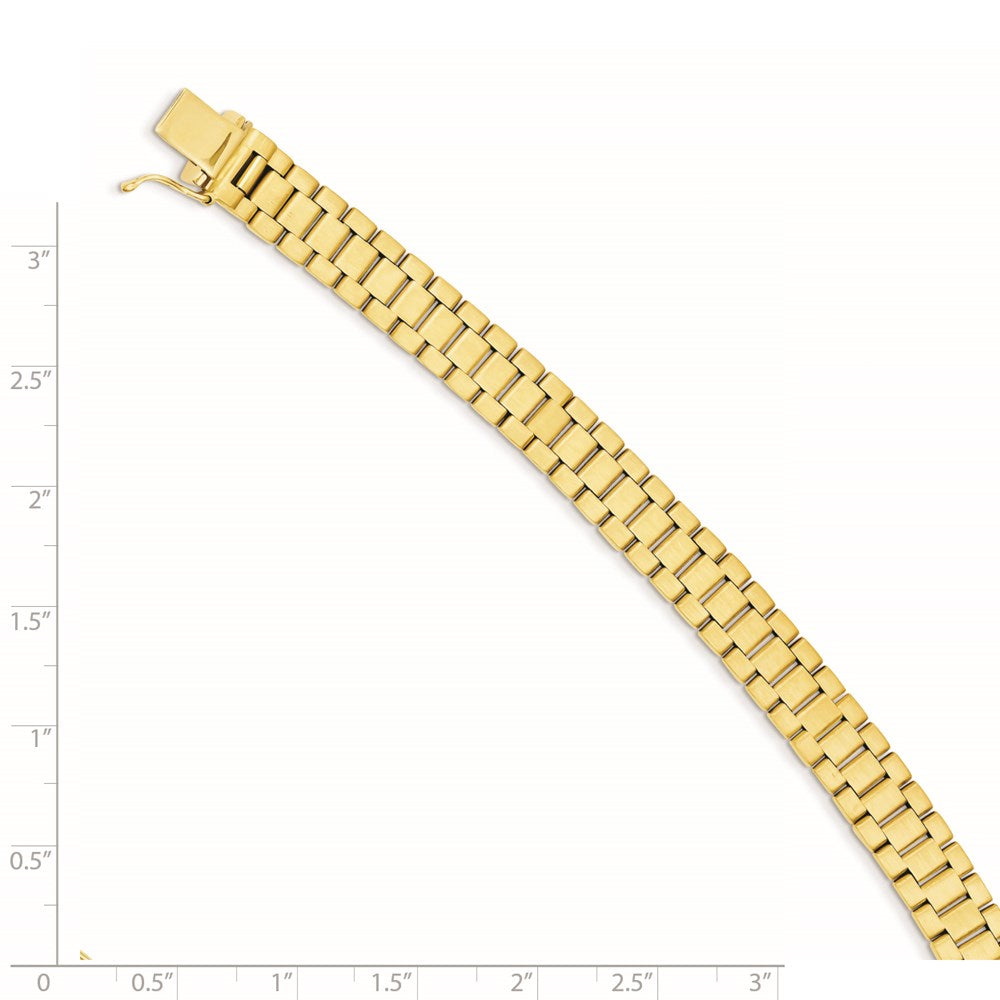 14k Yellow Gold Polished and Satin 8mm Mens Fancy Link Bracelet 8 inch