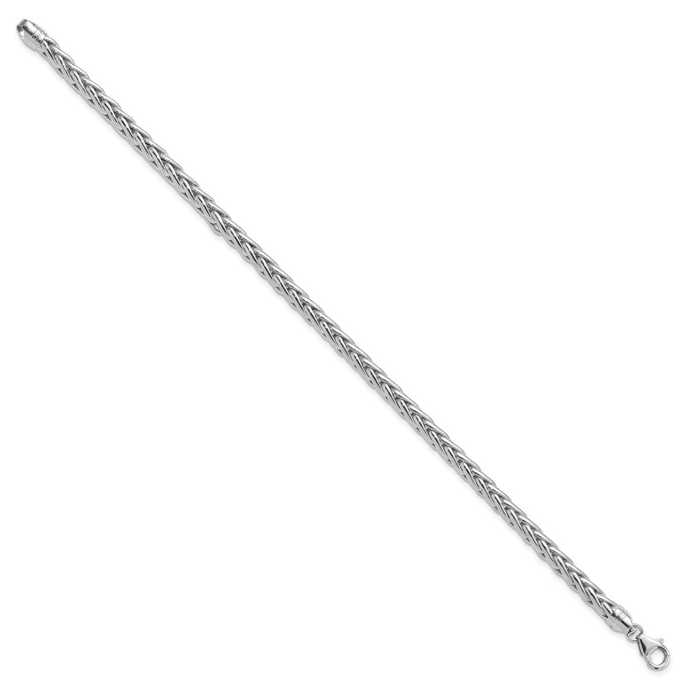 14k White Gold Polished 5mm Fancy Wheat Chain Bracelet 8.5 inch