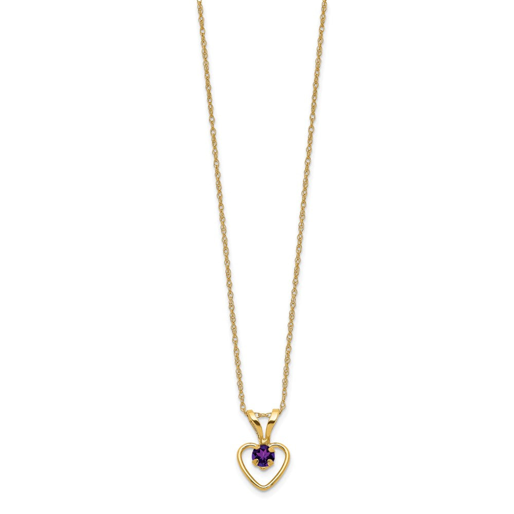 14k Yellow Gold 3mm Garnet Birthstone Heart Pendant Necklace 18"