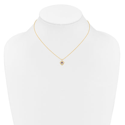 14k Yellow Gold 3mm Garnet Birthstone Heart Pendant Necklace 18"