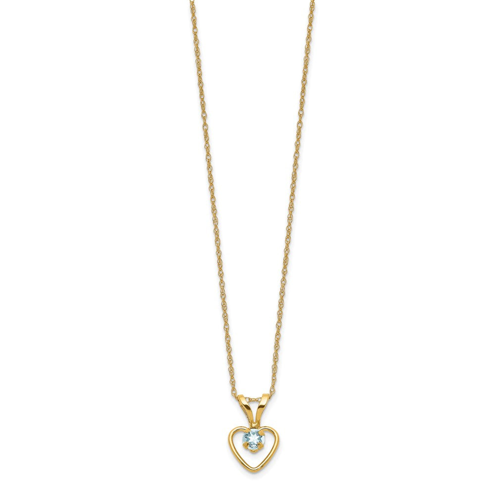 14k Yellow Gold 3mm Garnet Birthstone Heart Pendant Necklace 18"