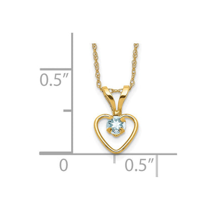 14k Yellow Gold 3mm Garnet Birthstone Heart Pendant Necklace 18"