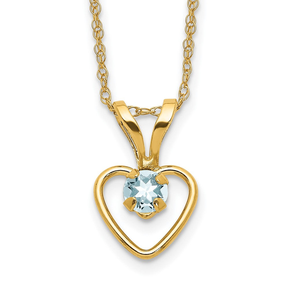 14k Yellow Gold 3mm Garnet Birthstone Heart Pendant Necklace 18"