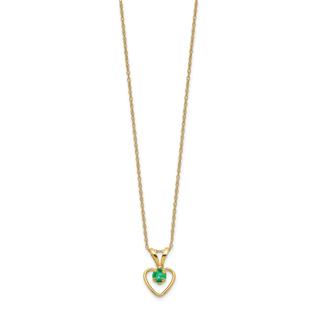14k Yellow Gold 3mm Garnet Birthstone Heart Pendant Necklace 18"