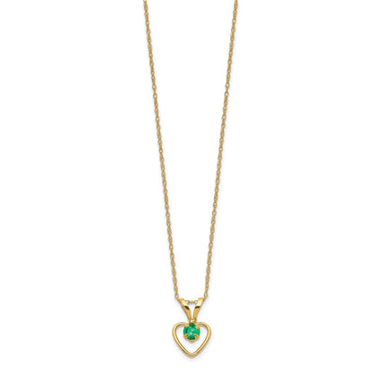 14k Yellow Gold 3mm Garnet Birthstone Heart Pendant Necklace 18"