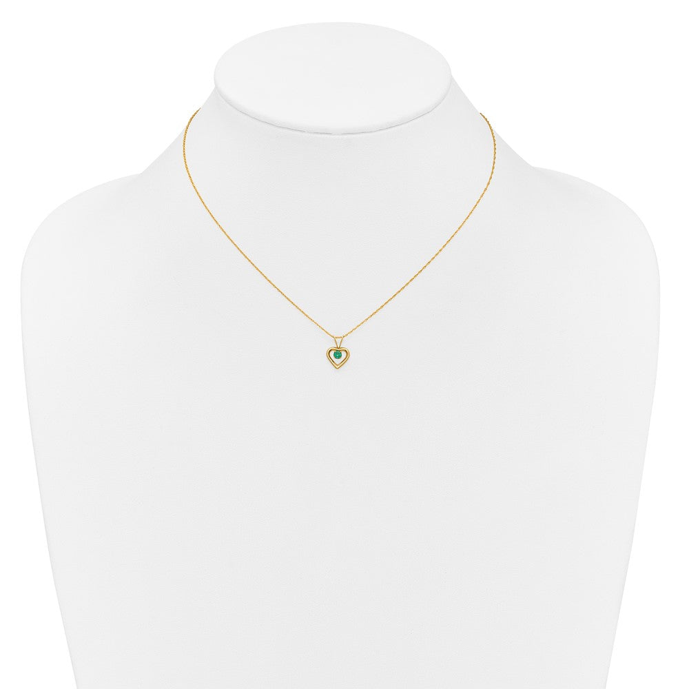 14k Yellow Gold 3mm Garnet Birthstone Heart Pendant Necklace 18"