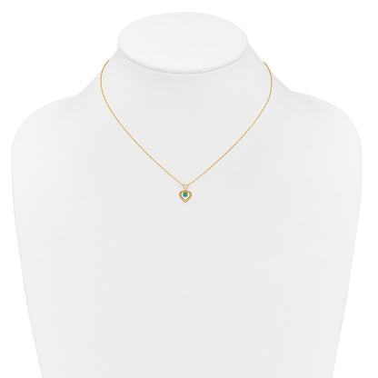 14k Yellow Gold 3mm Garnet Birthstone Heart Pendant Necklace 18"