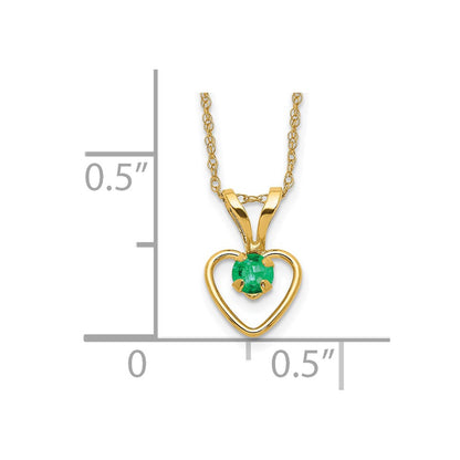 14k Yellow Gold 3mm Garnet Birthstone Heart Pendant Necklace 18"