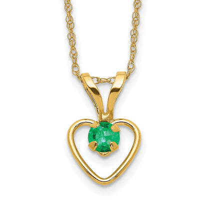14k Yellow Gold 3mm Garnet Birthstone Heart Pendant Necklace 18"