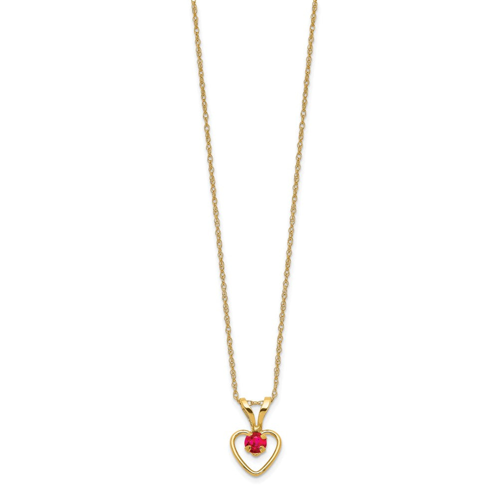 14k Yellow Gold 3mm Garnet Birthstone Heart Pendant Necklace 18"