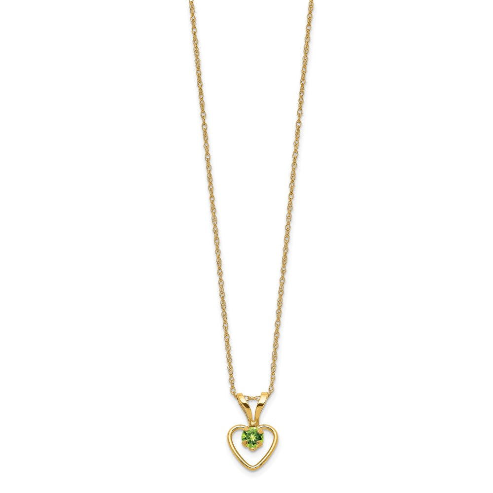 14k Yellow Gold 3mm Garnet Birthstone Heart Pendant Necklace 18"
