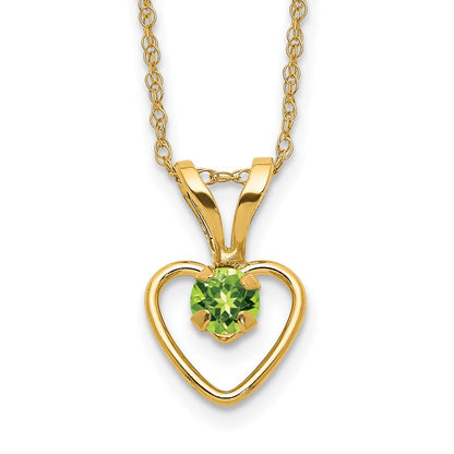 14k Yellow Gold 3mm Garnet Birthstone Heart Pendant Necklace 18"