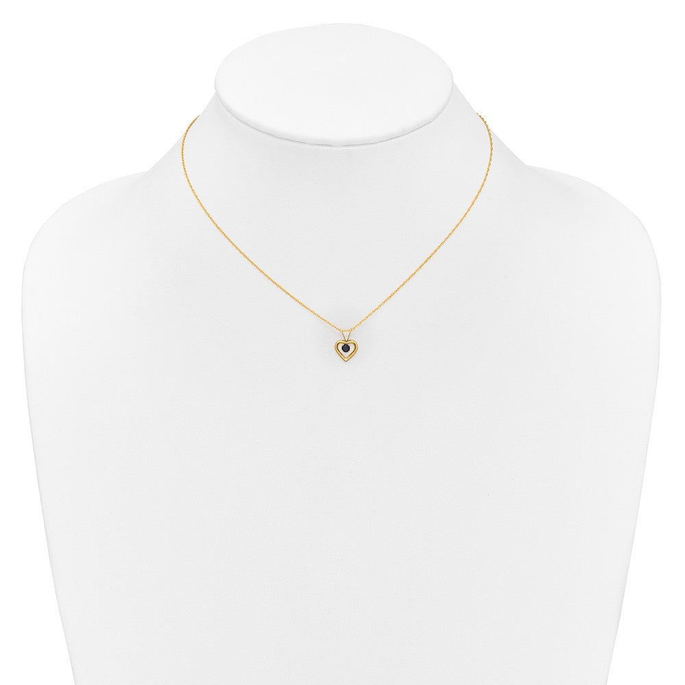 14k Yellow Gold 3mm Garnet Birthstone Heart Pendant Necklace 18"