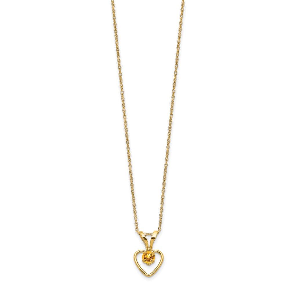 14k Yellow Gold 3mm Garnet Birthstone Heart Pendant Necklace 18"