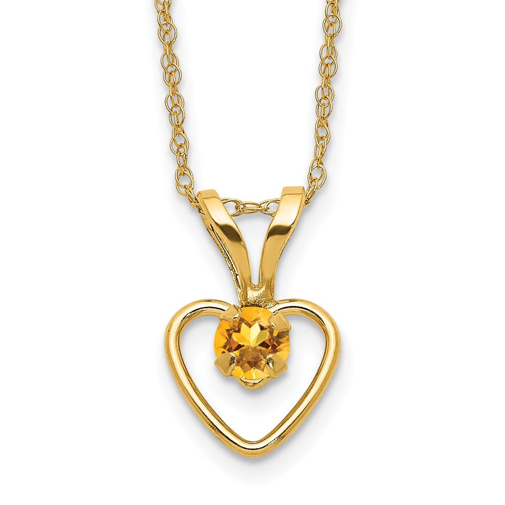 14k Yellow Gold 3mm Garnet Birthstone Heart Pendant Necklace 18"