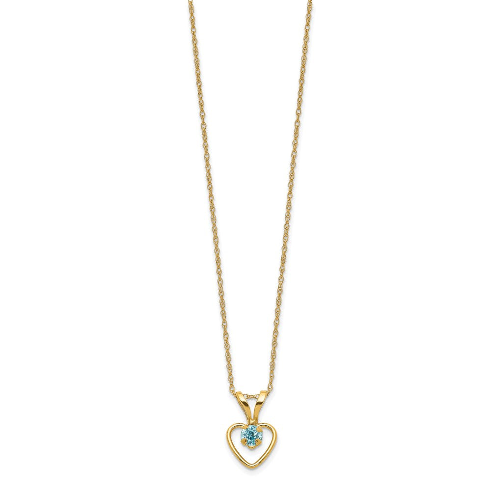 14k Yellow Gold 3mm Garnet Birthstone Heart Pendant Necklace 18"