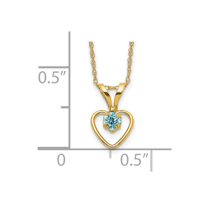 14k Yellow Gold 3mm Garnet Birthstone Heart Pendant Necklace 18"