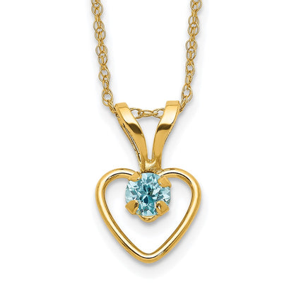 14k Yellow Gold 3mm Garnet Birthstone Heart Pendant Necklace 18"
