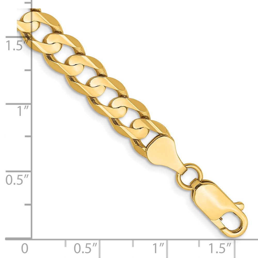 14k Yellow Gold 6.75mm Open Concave Curb Chain Bracelet 9 inch with Lobster Clasp
