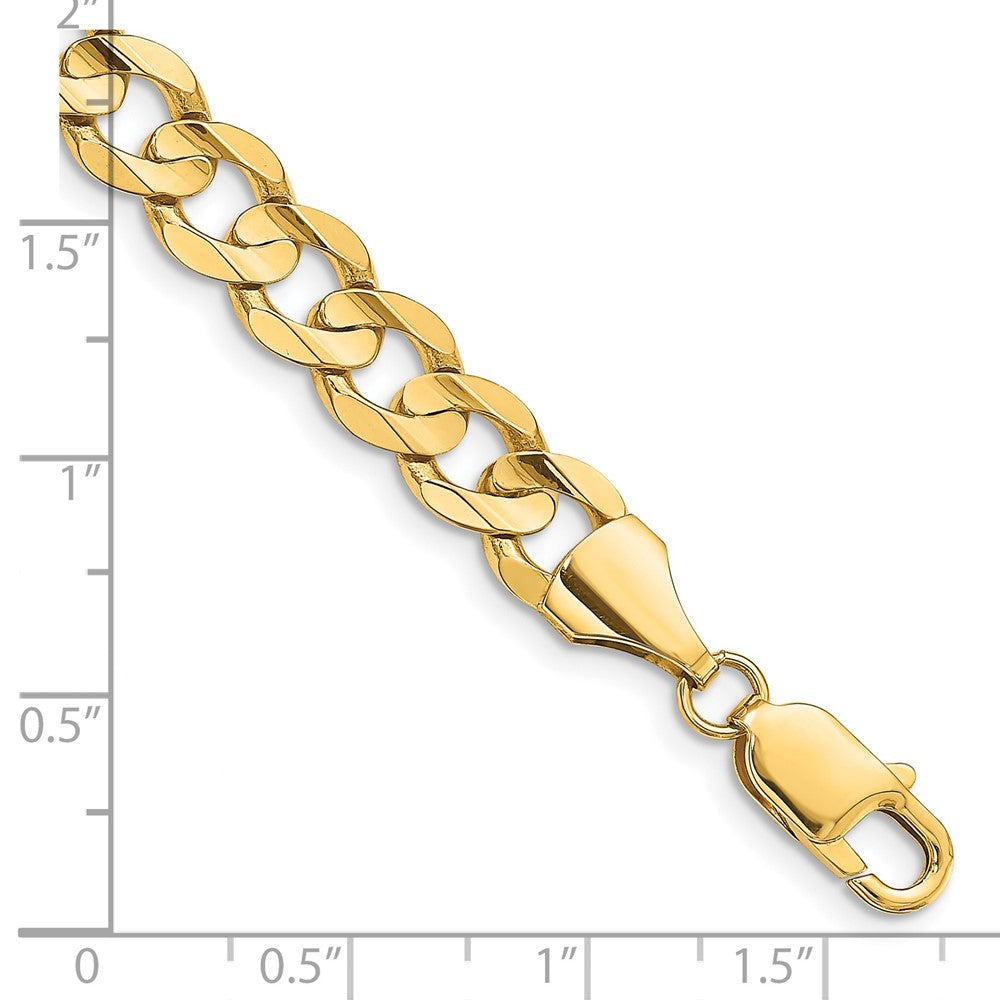 14k Yellow Gold 8.5mm Open Concave Curb Chain Bracelet 9 inch with Lobster Clasp