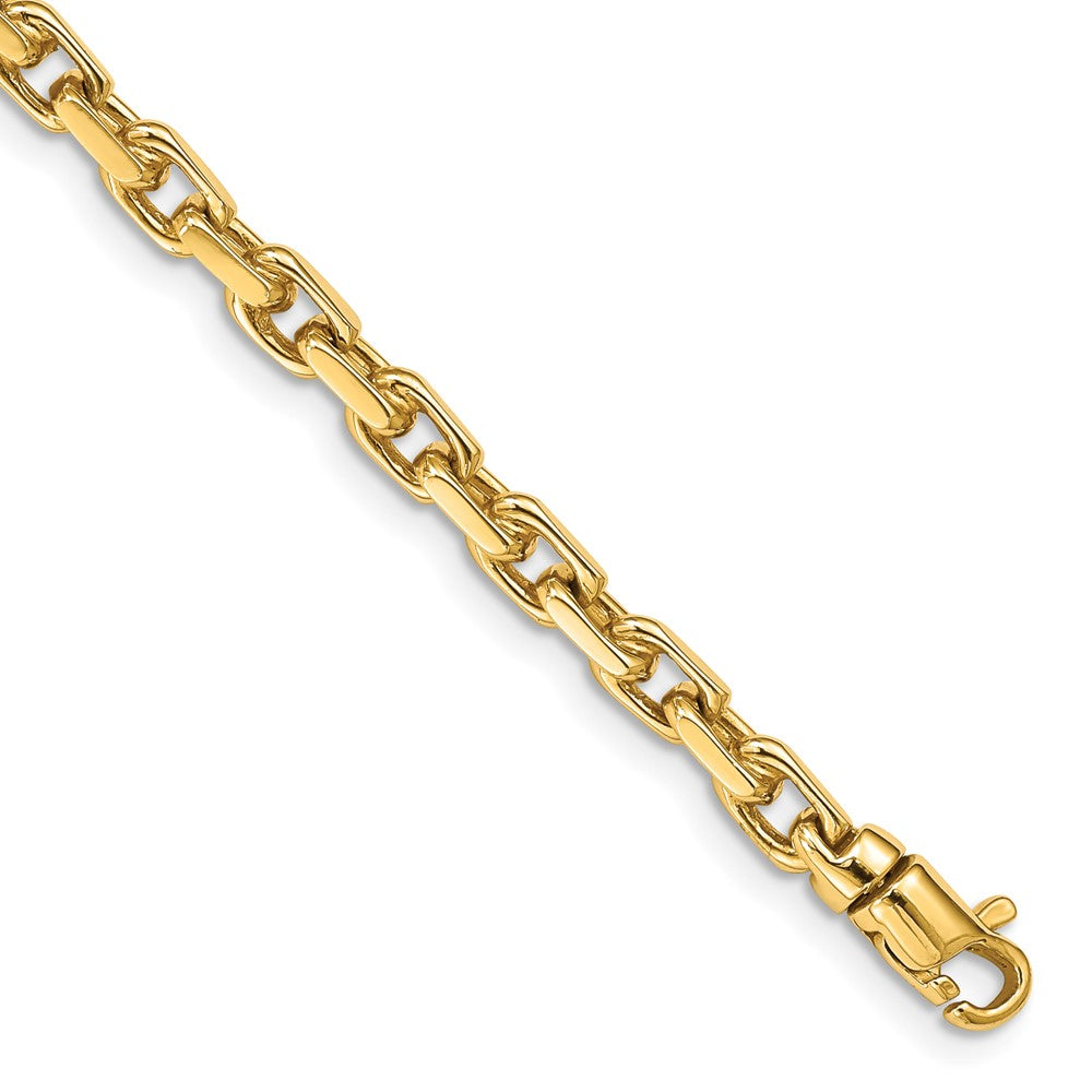 14k Yellow Gold 4.2mm Hand Polished Fancy Link Bracelet 7 inch with Lobster Clasp