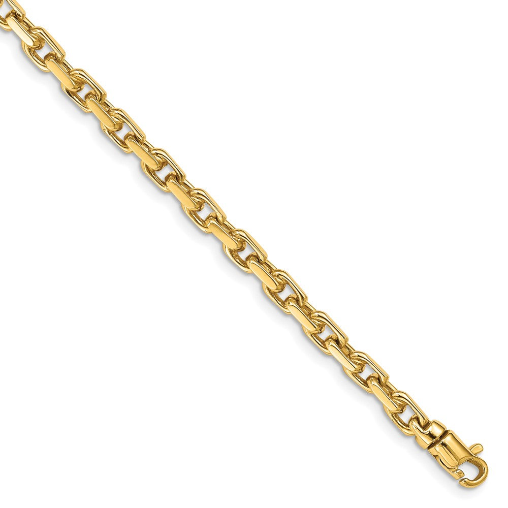 14k Yellow Gold 4.2mm Hand Polished Fancy Link Bracelet 8 inch with Lobster Clasp