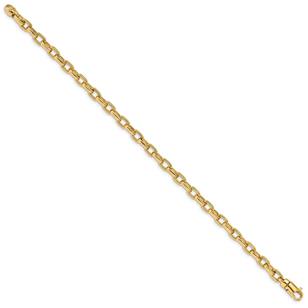 14k Yellow Gold 5mm Hand Polished Fancy Link Bracelet 8.25 inch with Lobster Clasp