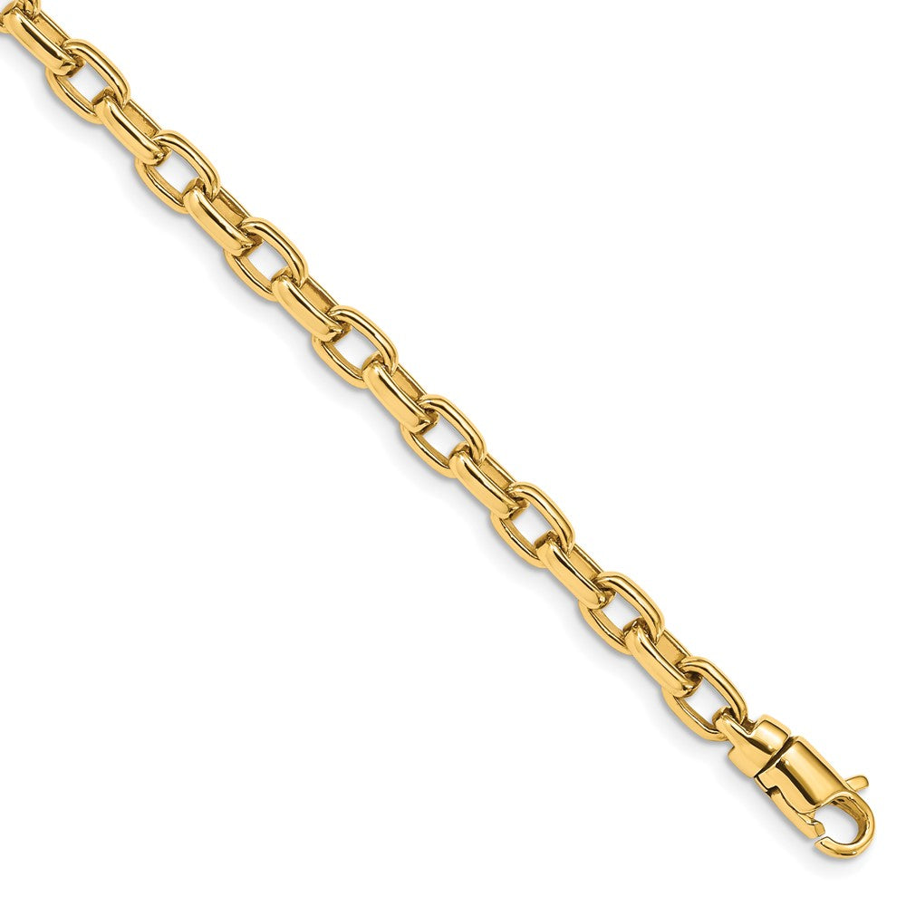 14k Yellow Gold 5mm Hand Polished Fancy Link Bracelet 8.25 inch with Lobster Clasp