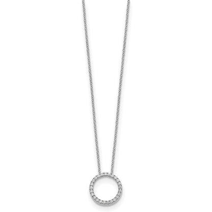 14k Gold Diamond Circle Pendant Necklace 18" VS-F
