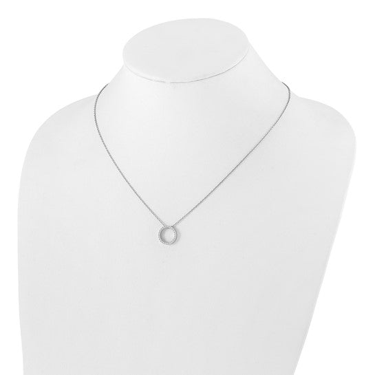14k Gold Diamond Circle Pendant Necklace 18" VS-F