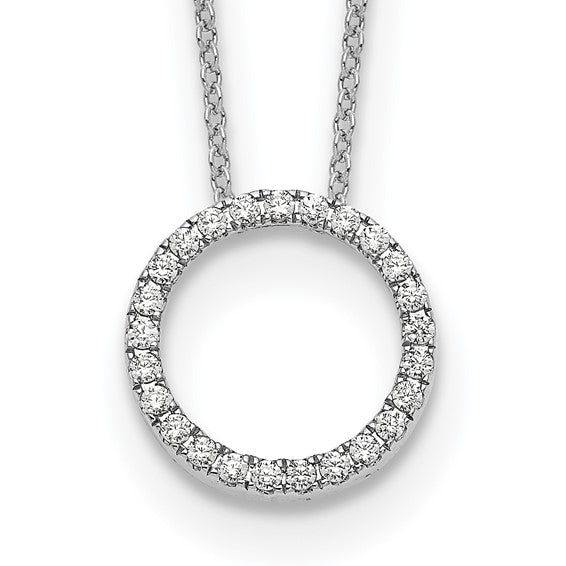 14k Gold Diamond Circle Pendant Necklace 18" VS-F