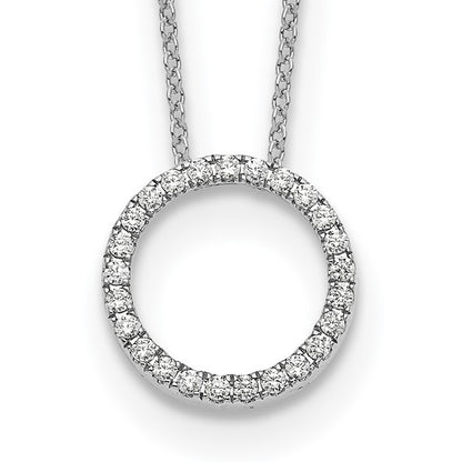 14k Gold Diamond Circle Pendant Necklace 18" VS-F