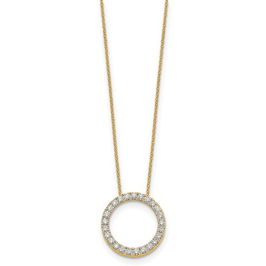 14k Gold Diamond Circle Pendant Necklace 18" VS-F