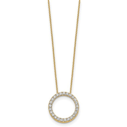 14k Gold Diamond Circle Pendant Necklace 18" VS-F