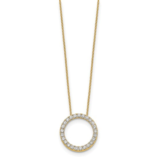 14k Gold Diamond Circle Pendant Necklace 18" VS-F