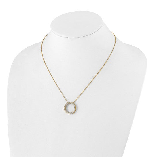14k Gold Diamond Circle Pendant Necklace 18" VS-F