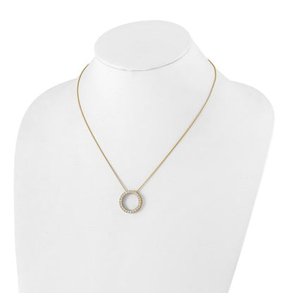 14k Gold Diamond Circle Pendant Necklace 18" VS-F