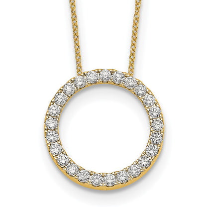 14k Gold Diamond Circle Pendant Necklace 18" VS-F