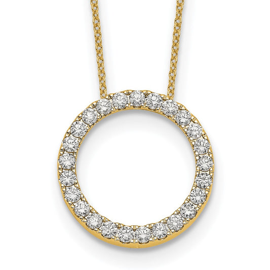 14k Gold Diamond Circle Pendant Necklace 18" VS-F