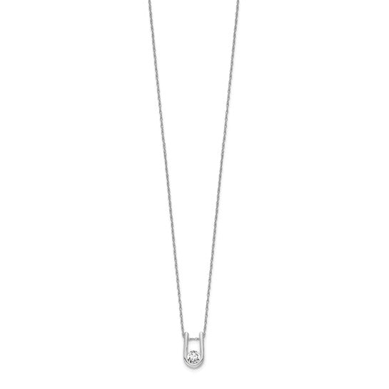 14k White Gold 1/3 Ct Lab Grown Diamond U-Shape Pendant Necklace 18" VS/SI, G