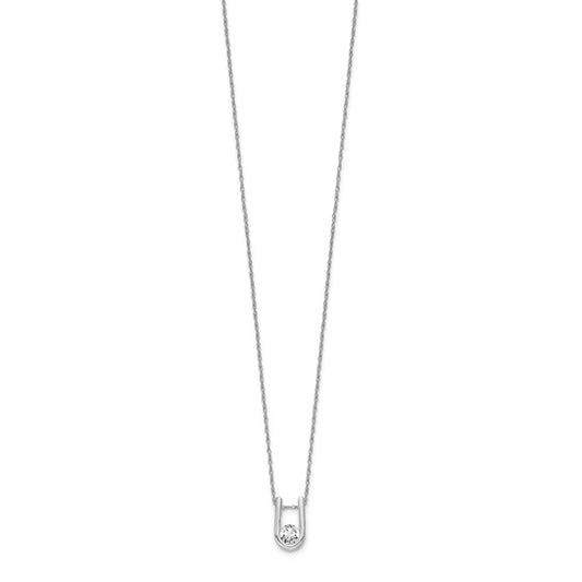 14k White Gold 1/3 Ct Lab Grown Diamond U-Shape Pendant Necklace 18" VS/SI, G